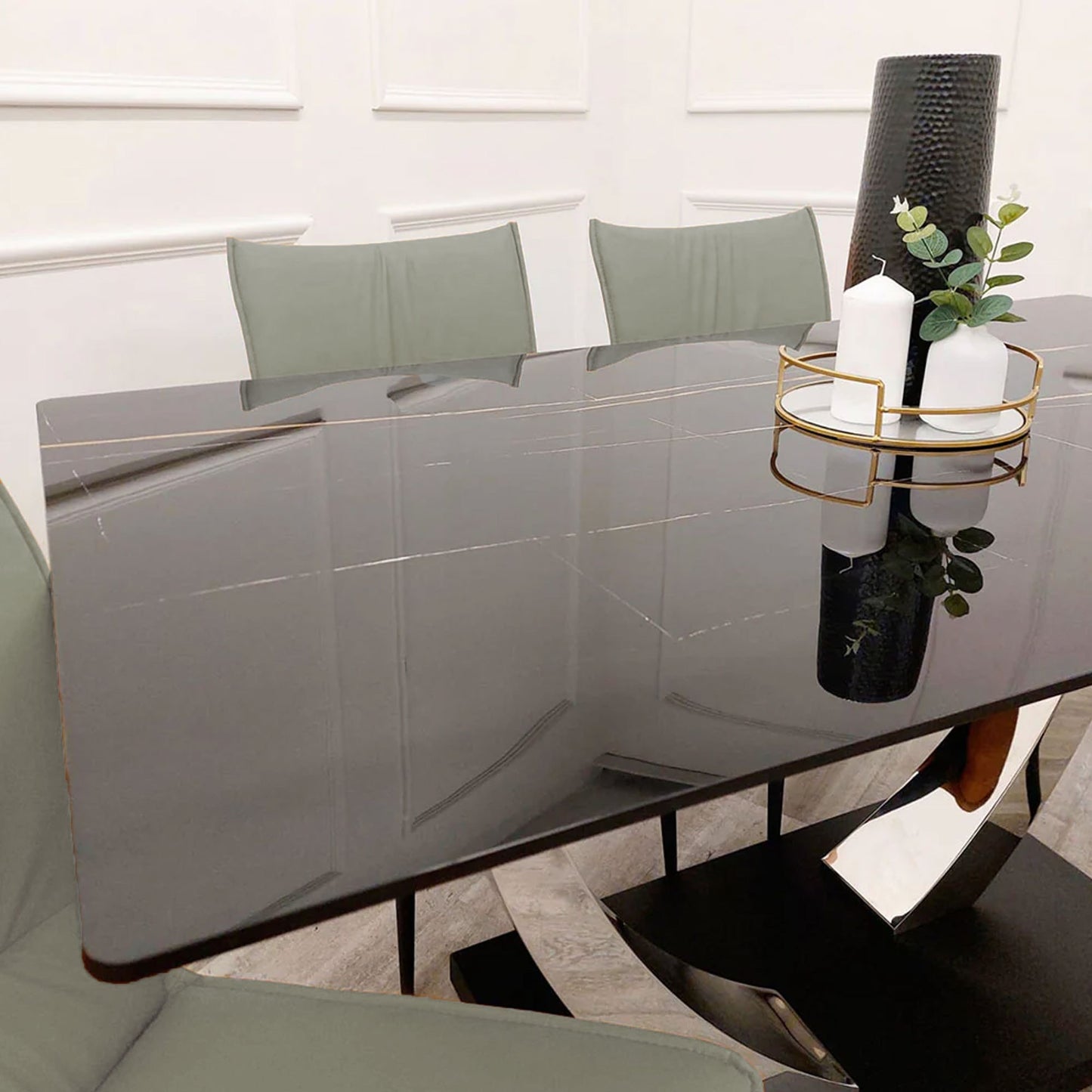 Vera Black Sintered Stone Dining Table Set